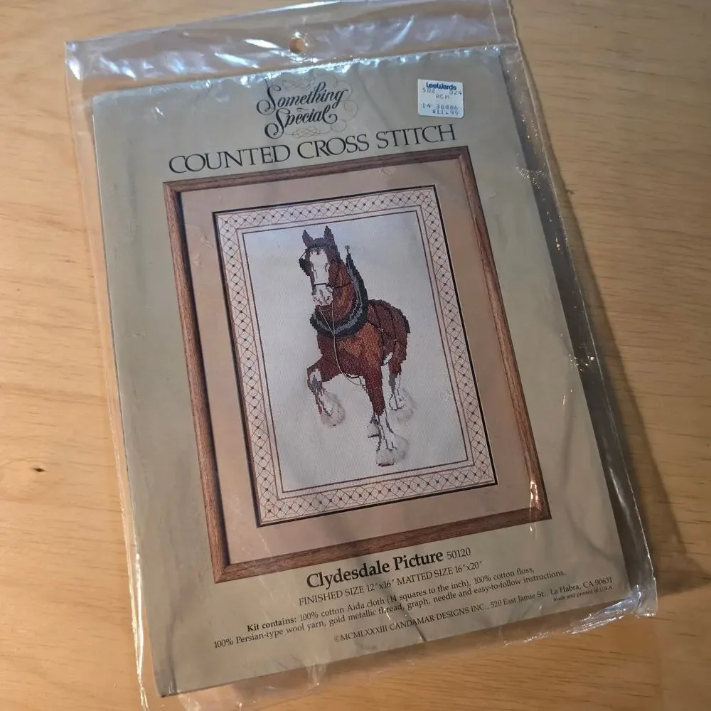 Vtg 1983 Something Special Clydesdale Horse Counted Cross Stitch Kit 50120 NIP